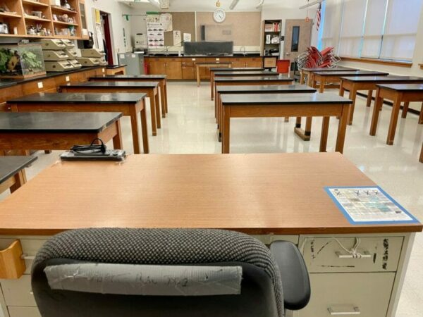 Interior: An empty classroom